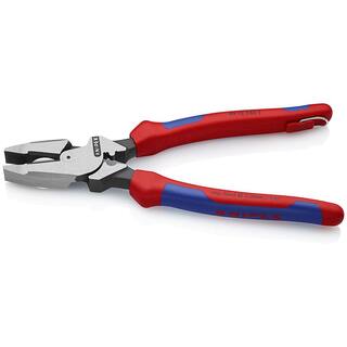 KNIPEX 9-12 in. Ultra-High Leverage Lineman's Pliers with Fish Tape Puller Crimper and Tether Attachment 09 12 240 T BKA