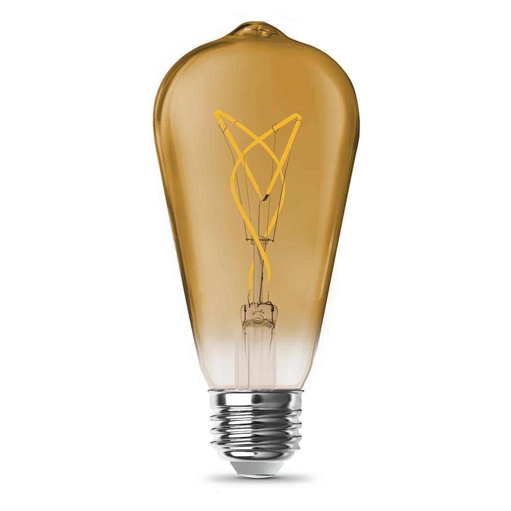 Feit Electric 60-Watt Equivalent ST19 Dimmable Knot Thin Filament Amber Glass E26 Vintage Edison LED Light Bulb Warm White 2100K ST1960S3821FILHDRP