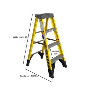 Werner 5 ft. Yellow Fiberglass Step Ladder with 375 lb. Load Capacity Type IAA Duty Rating 7305