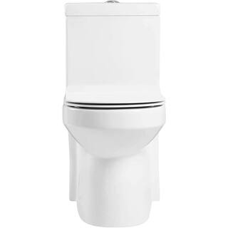 FINE FIXTURES Jawbone 10 in. Rough-In 1-piece 1.08 GPF 1.58 GPF Dual Flush Round Toilet in White Seat Included MOTB10W