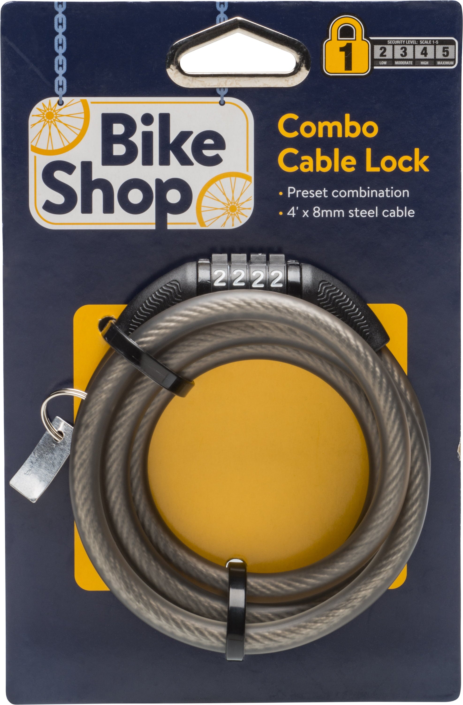 Bike Shop 4ft x 8mm Combo Cable Bike Lock