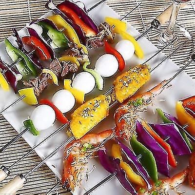 12pcs Skewers Grill Skewers Stainless Steel Bbq Barbecue Sticks Flat Skewer Heavy Duty Large Wide Re