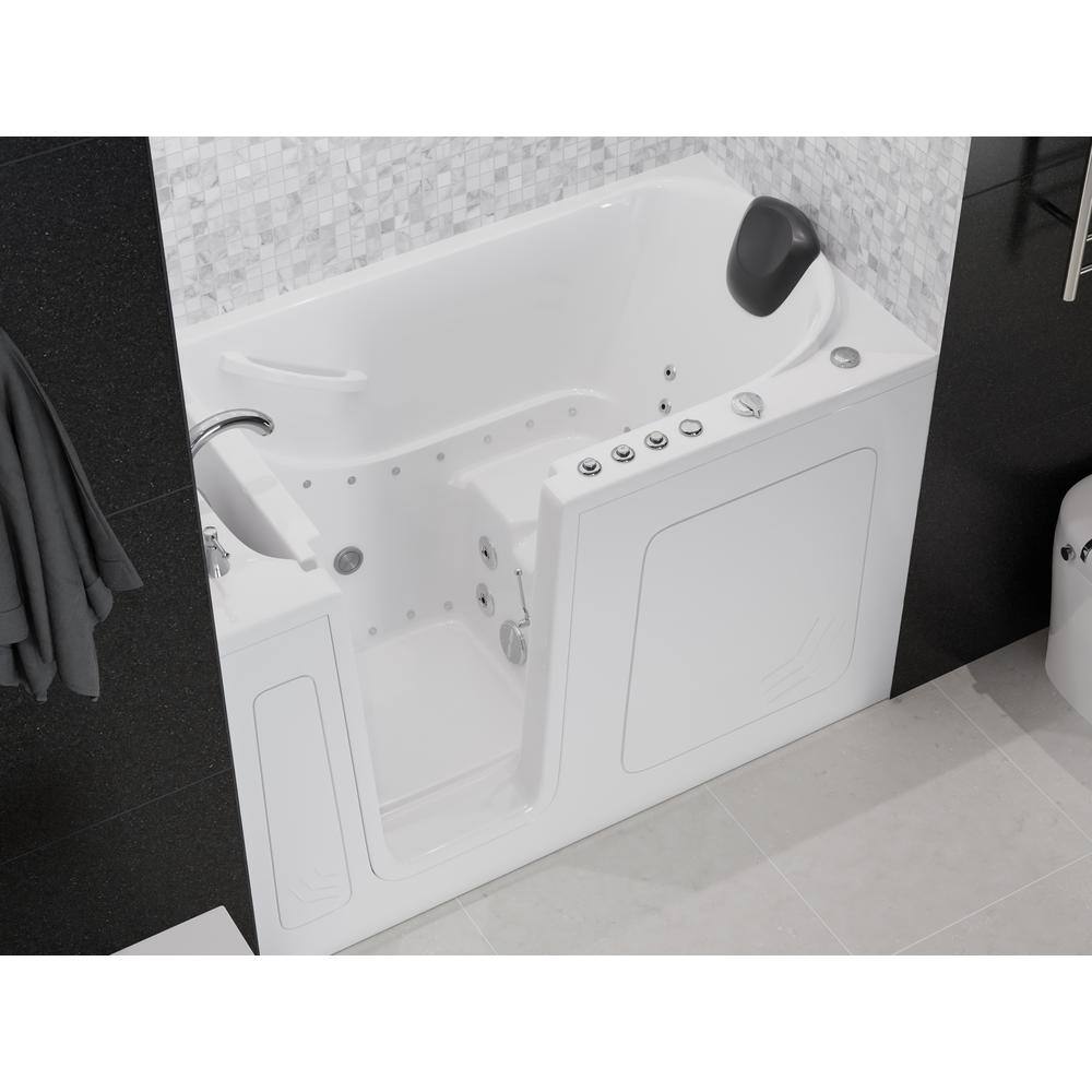 Universal Tubs HD Series 60 in. Left Drain Quick Fill Walk-In Whirlpool and Air Bath Tub with Powered Fast Drain in White HD3260LWD