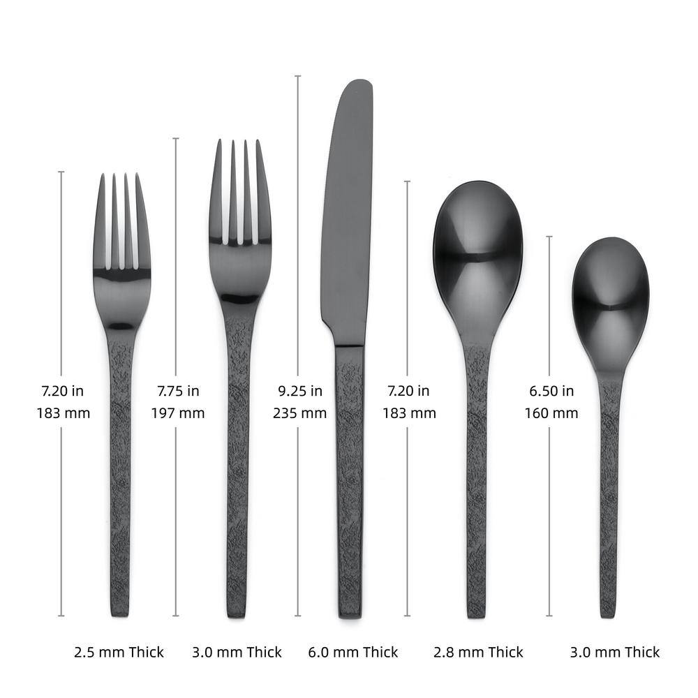 ORNATIVE Eve 20 Piece Matte Black 180 Stainless Steel Flatware Set Service for 4 10020MBR1