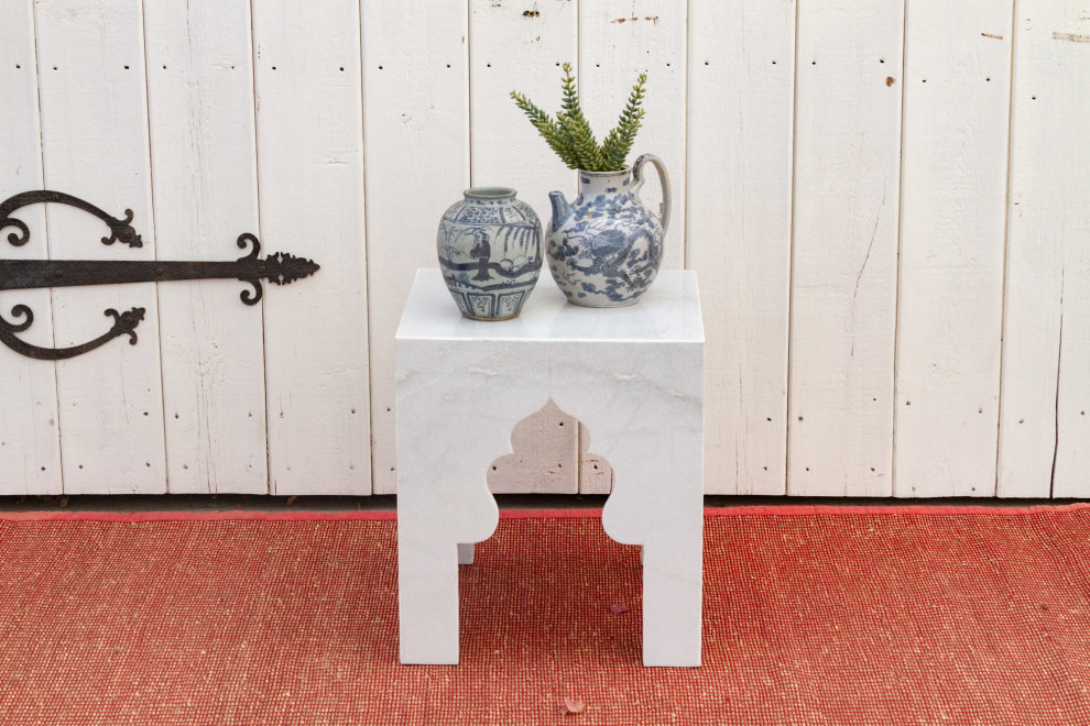 Hand Carved Arched Marble End Table   Mediterranean   Side Tables And End Tables   by De cor  Houzz