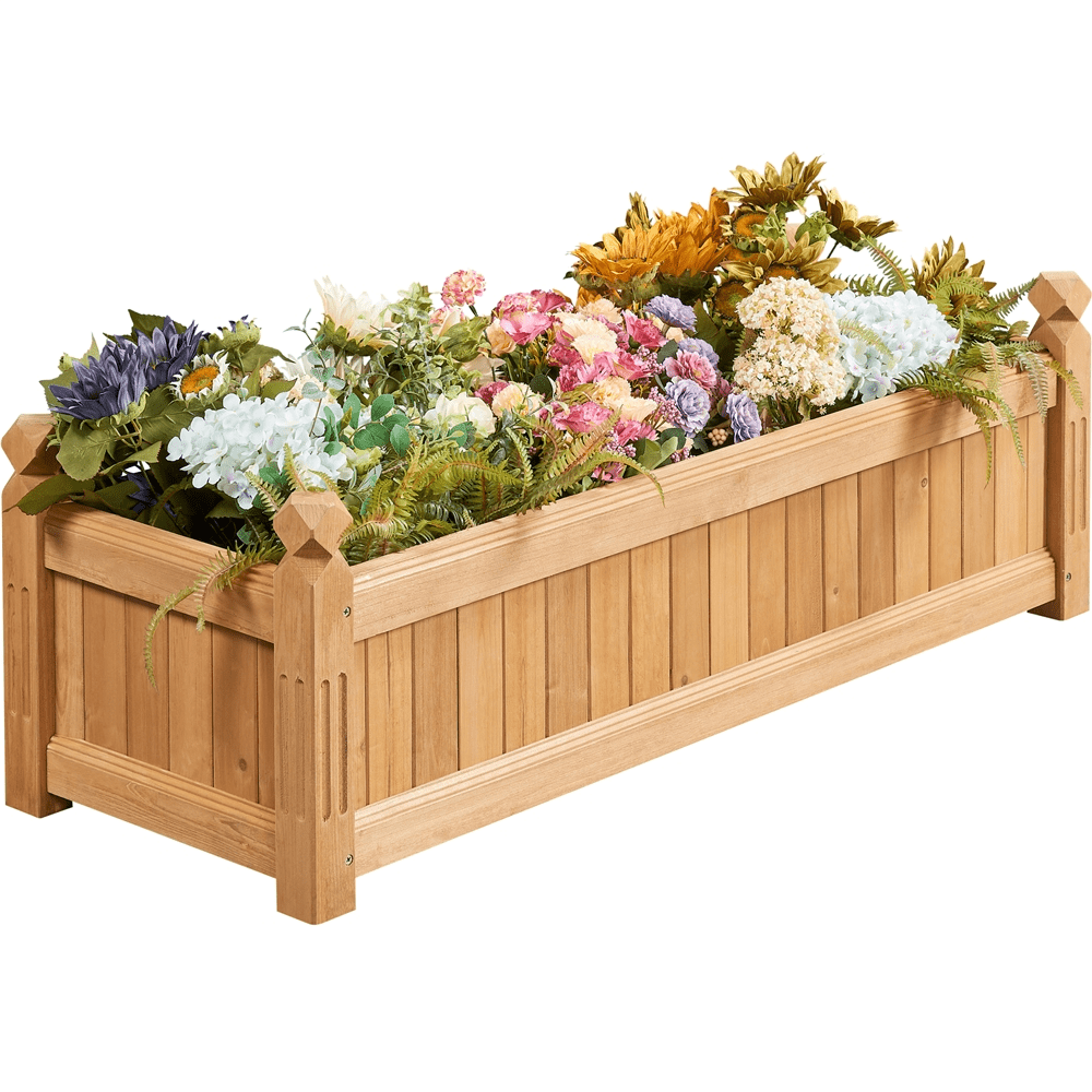 SmileMart Wooden Raised Garden Bed Planter Box for Patio/Yard/Greenhouse, Light Brown