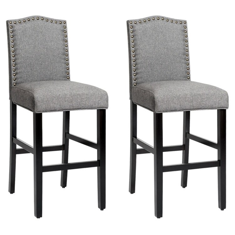 Set of 2 Counter Height Dining Side Barstools with Thick Cushion-Grey - 18 x 21.5 x 45.5 (L x D x H)