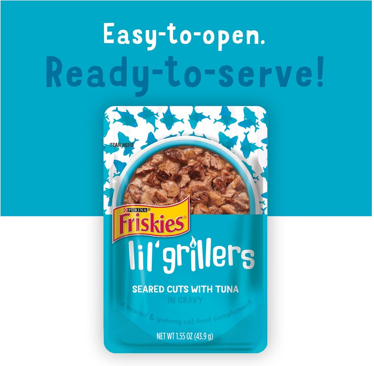 Friskies Lil' Grillers Seared Cuts With Tuna In Gravy Wet Cat Food， 1.55-oz pouches， case of 16