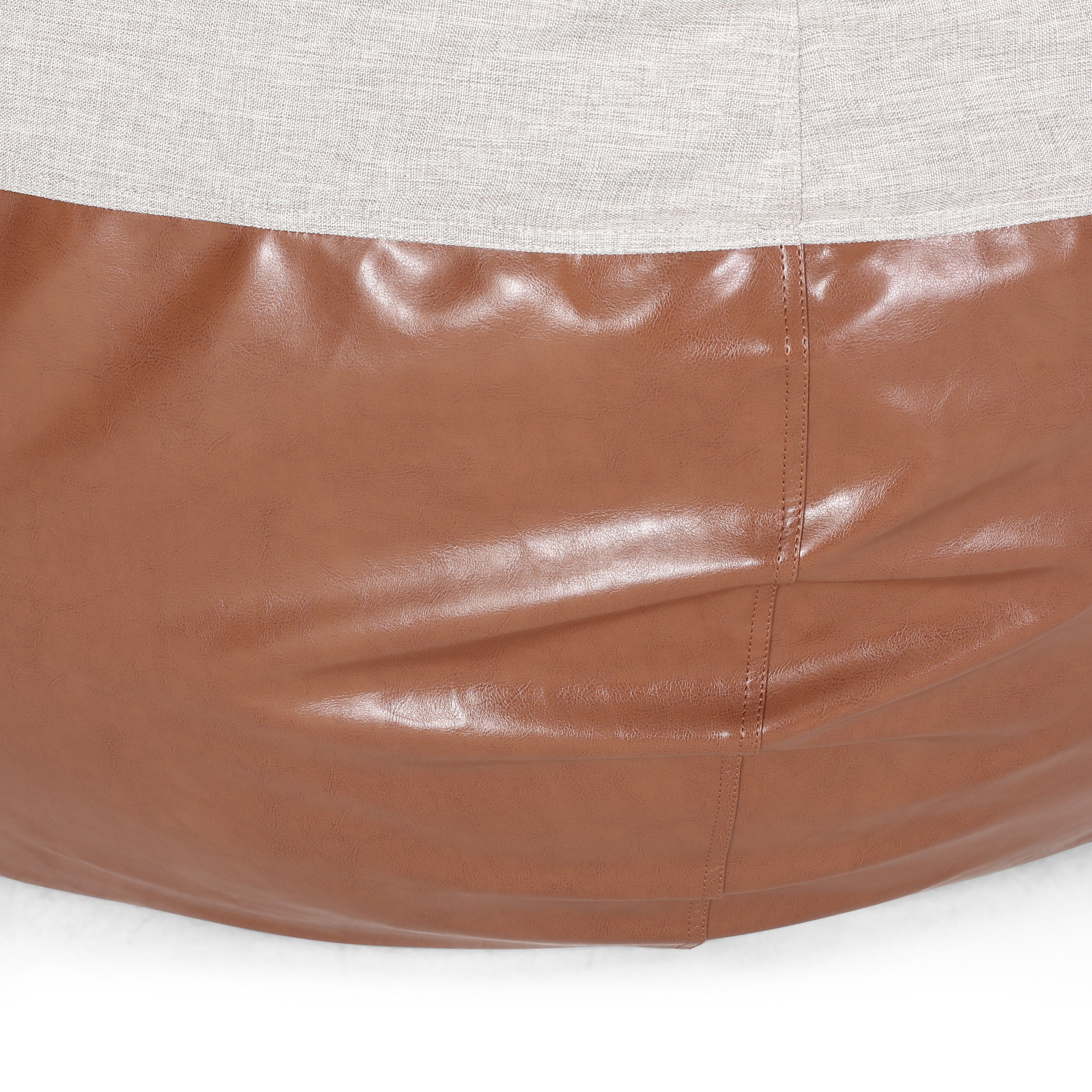 Meagher Modern 5 Foot Two Toned Fabric and Faux Leather Bean Bag