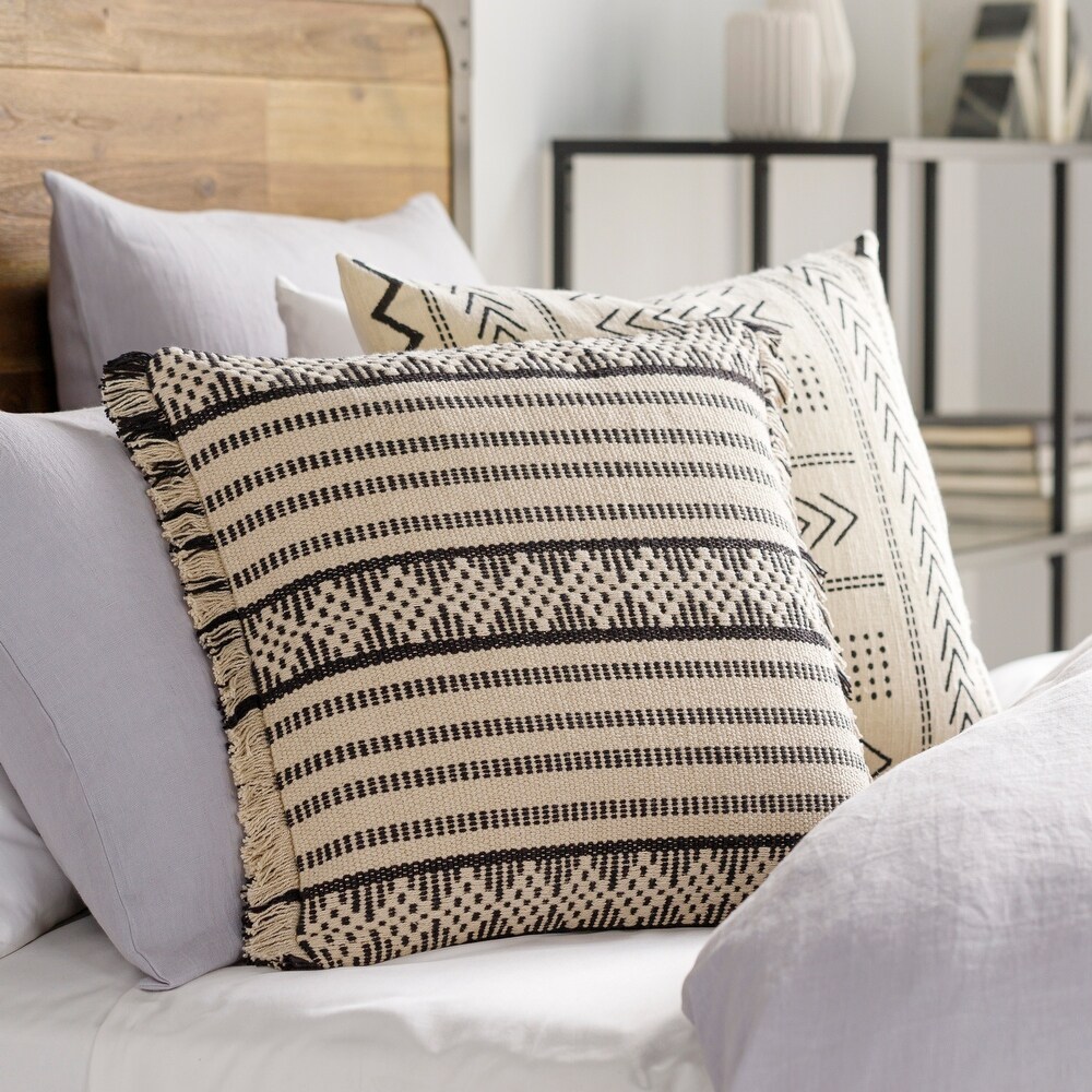 Maxine Geometric Stripes Throw Pillow with Fringe