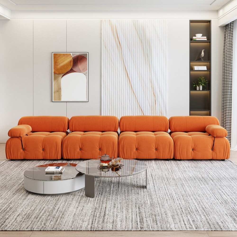 Modern Sectional Sofa Velvet Couch with 3/4 Seats.