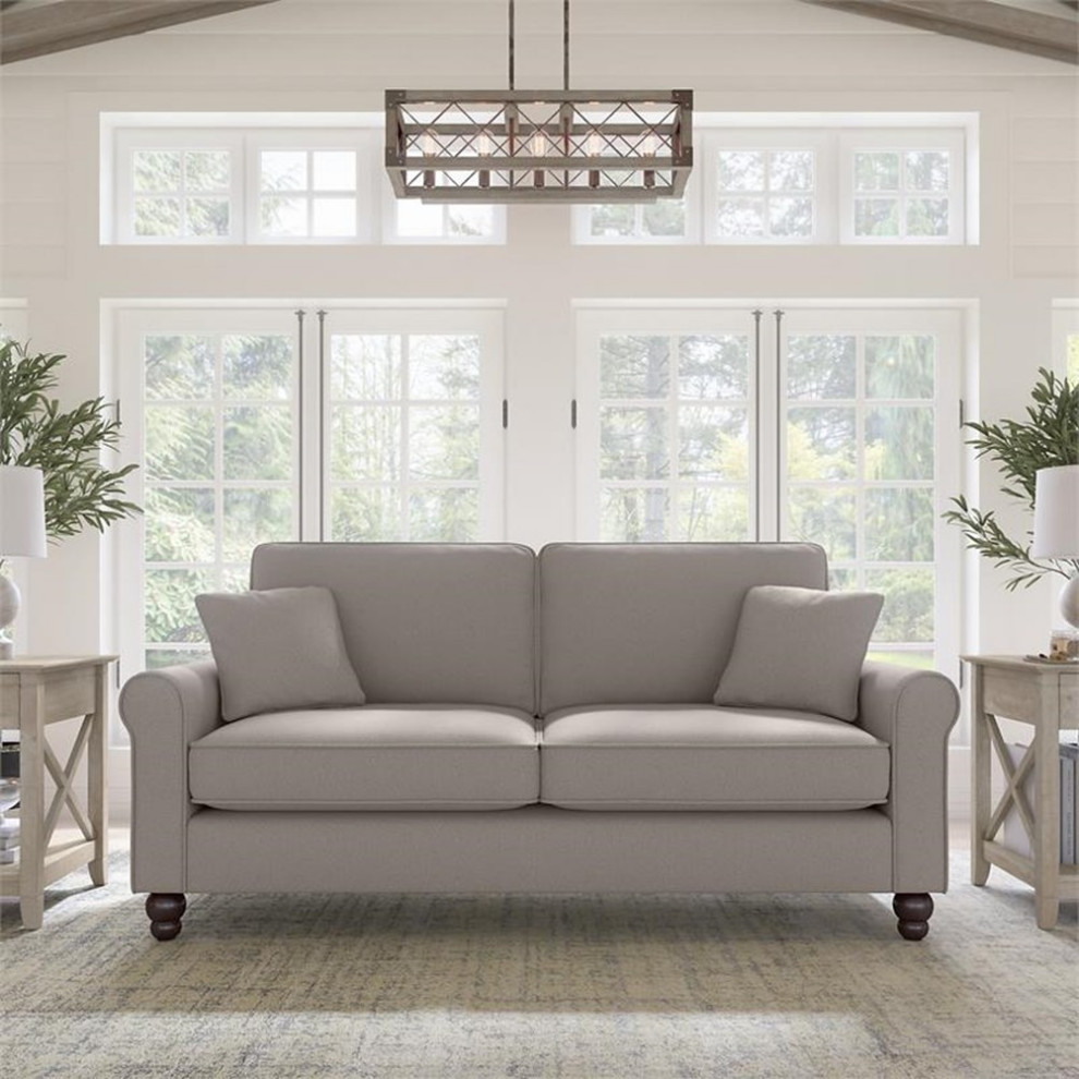 Hudson 73W Sofa in Beige Herringbone Fabric   Sofas   by Homesquare  Houzz