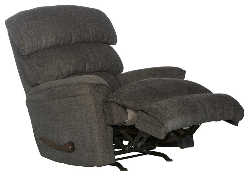 Atkins Rocker Recliner in Gray Polyester Fabric   Transitional   Recliner Chairs   by Homesquare  Houzz