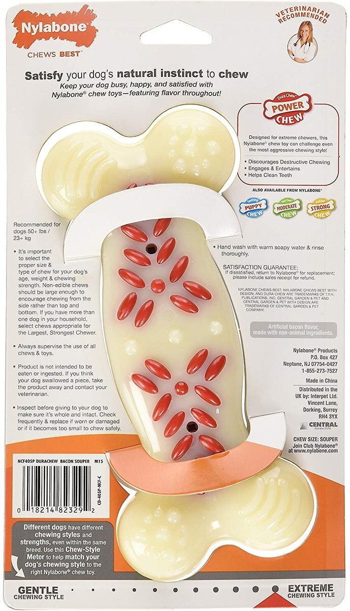 Nylabone Power Chew Action Ridges Bacon Flavored Dog Chew Toy