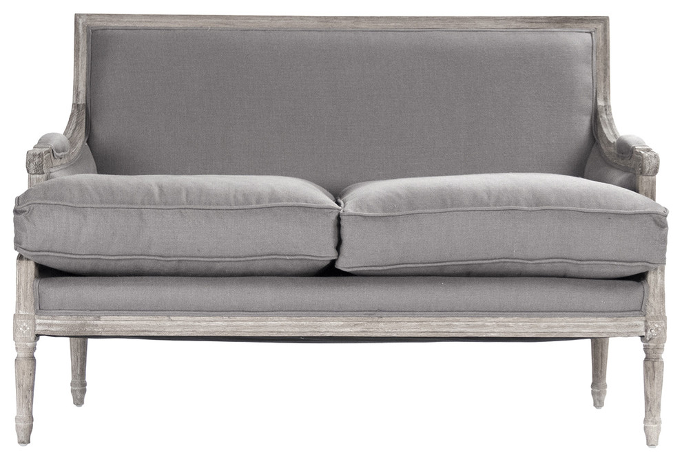 Louis Settee  Gray Linen   Traditional   Loveseats   by Nook  ampCottage  Houzz