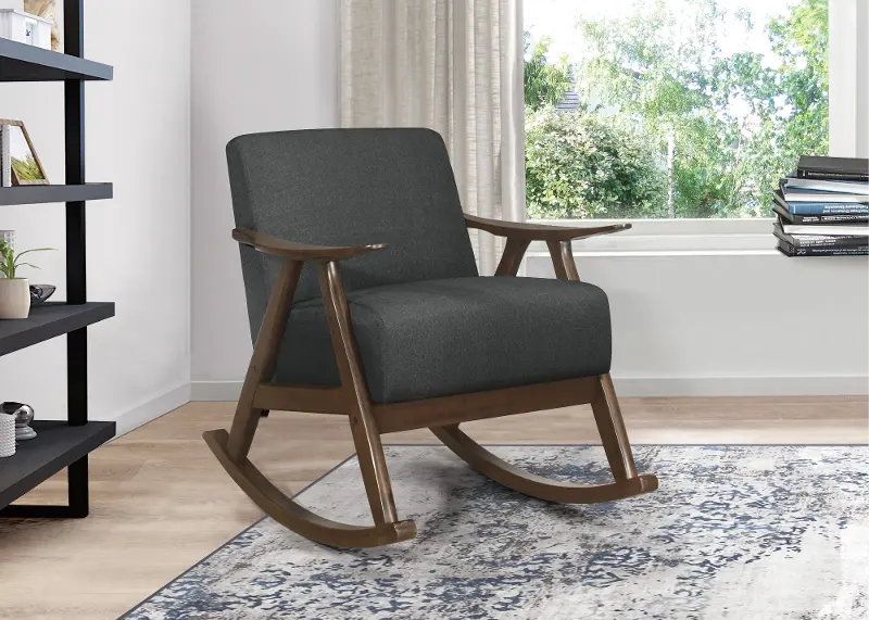 Waithe Dark Gray Exposed Wood Rocking Chair