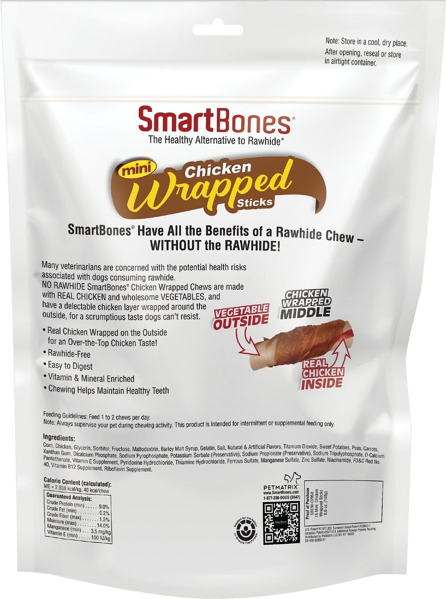 SmartBones Mini Chicken Wrapped Sticks Chicken Flavor Dog Treats