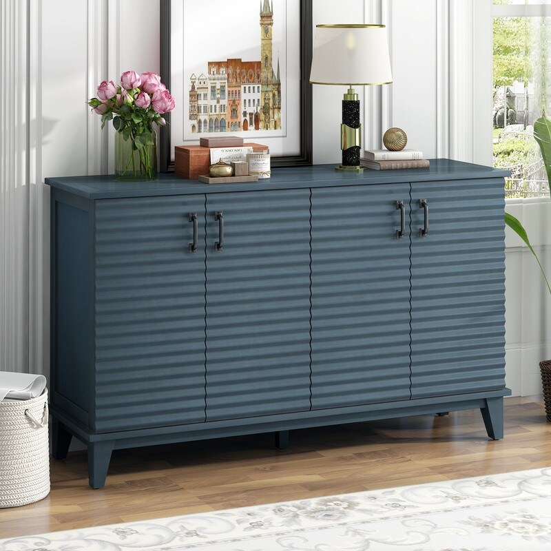 Large Storage Buffet Sideboard with Adjustable Shelves and Metal Handles