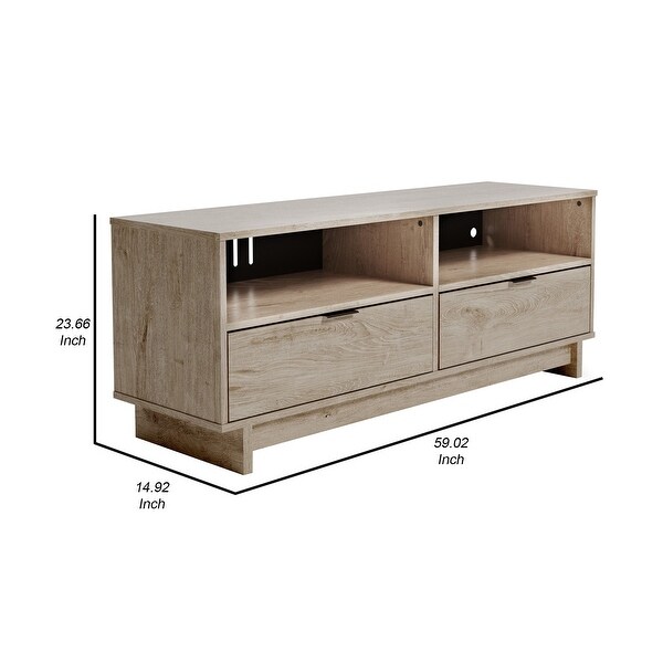 59 Inch TV Media Entertainment Center， 2 Drawers， Butcher Block Pattern