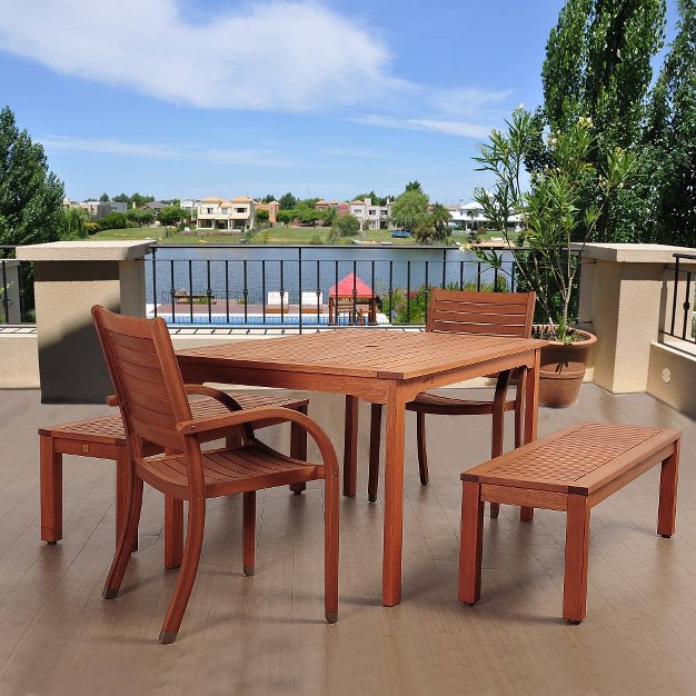 Richfield 5pc Patio Eucalyptus Wood Dining Set International Home Miami