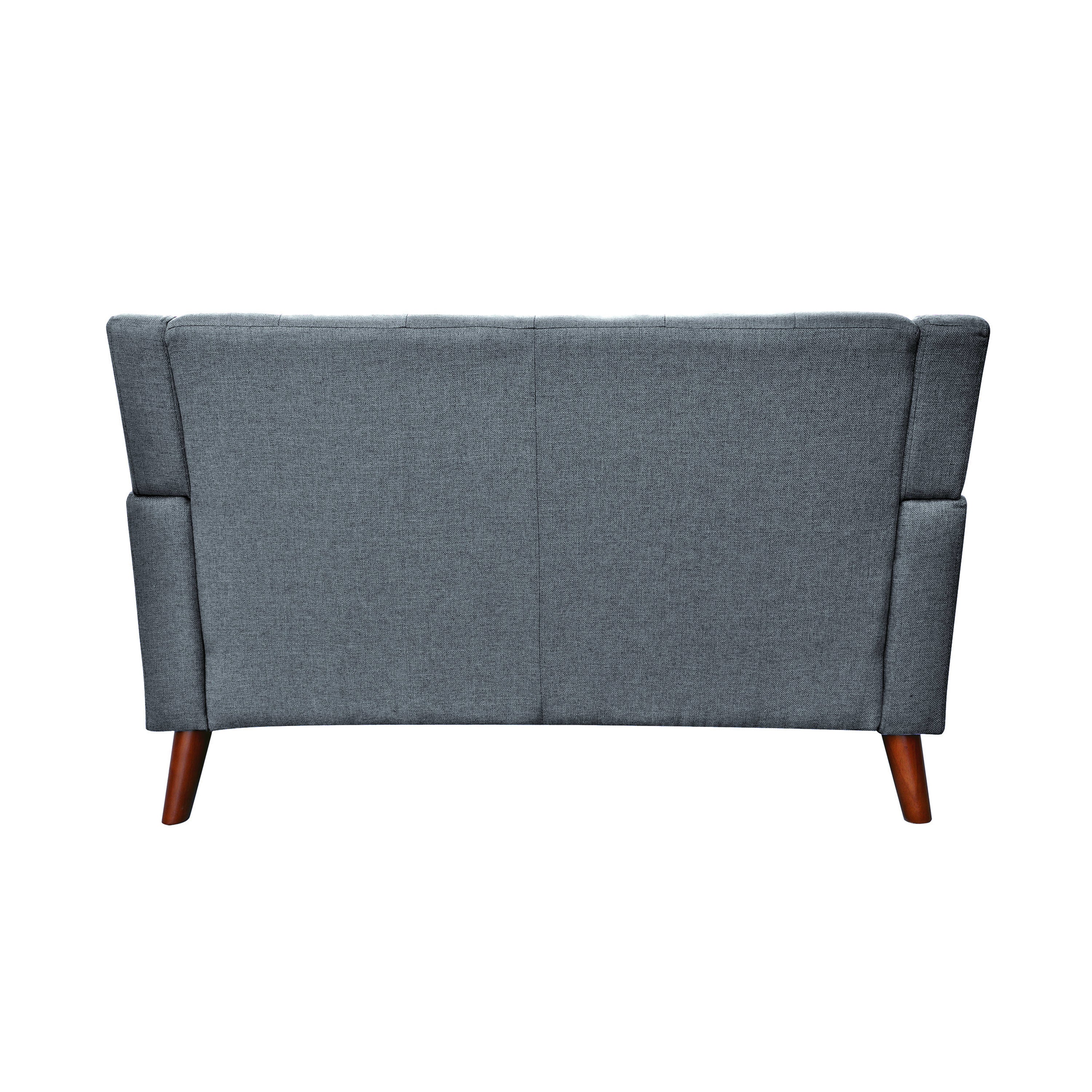 Noble House Laiah Fabric Tufted Loveseat, Dark Gray