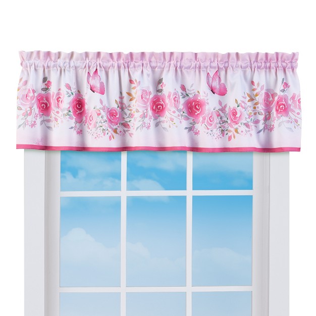 Collections Etc Pink Roses Garland amp Butterflies Window Valance Curtains