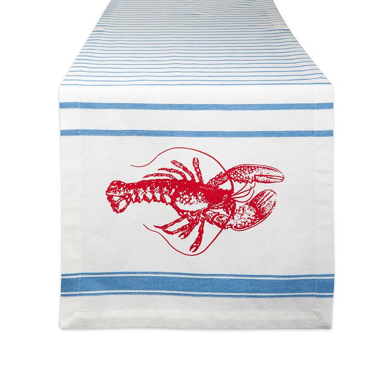 72 Red and Blue Scorpion Printed Striped Table Runner