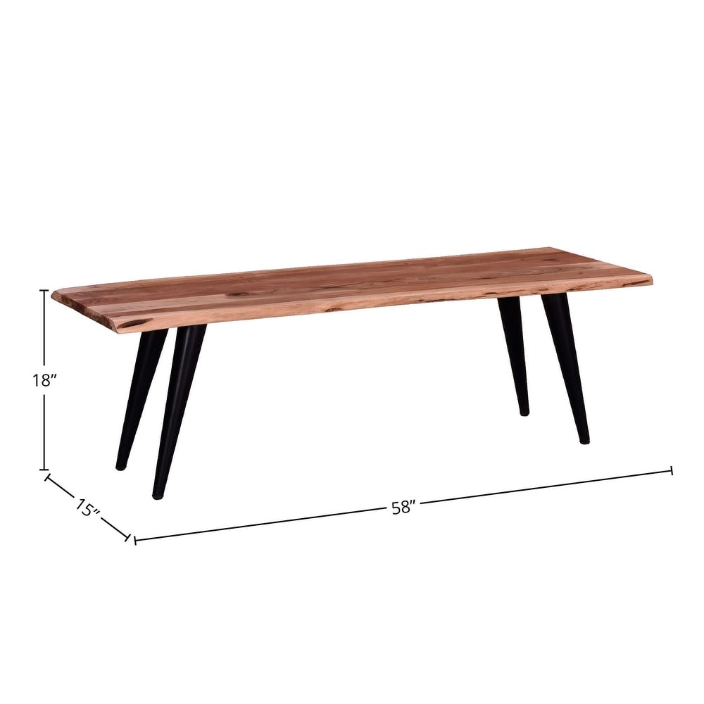 Palmerston Brown/Black Acacia Solid Wood Backless Dining Bench 58 in W x 18 in.H