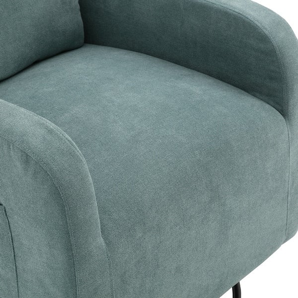 Swivel Rocking Chair Modern Accent Chairs with 1 Left Bag and Lounge Upholstered Swivel Glider Arm Chairs Sofa， Light Blue