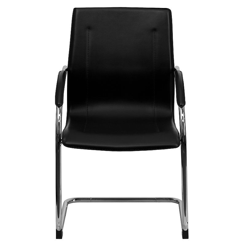 Emma and Oliver Vinyl Side Reception Chair with Chrome Sled Base