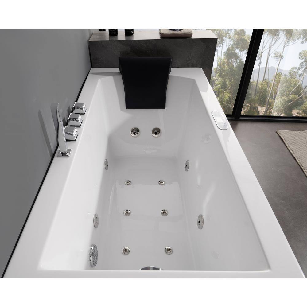 EAGO 60 in. Acrylic Flatbottom Whirlpool Bathtub in White AM154ETL-L5