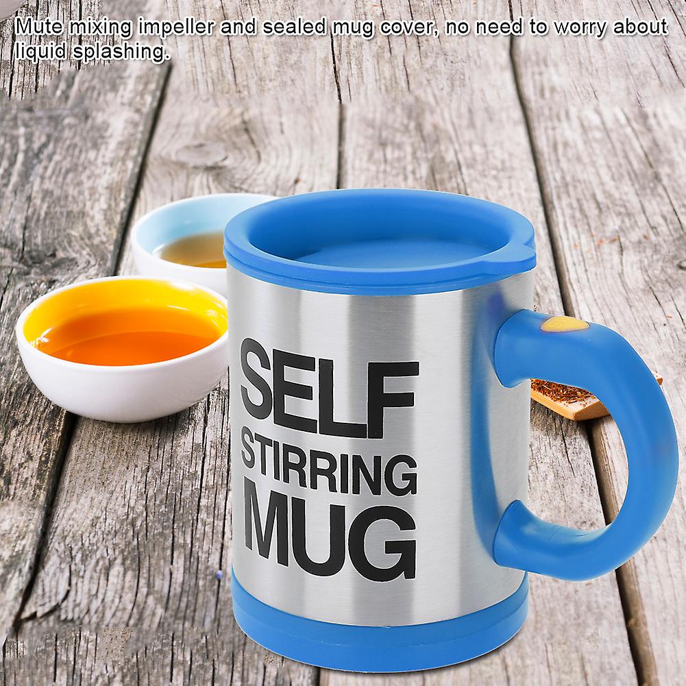 301-400ml Stainless Steel Electric Stirring Mug Automatic Milk Juice Coffee Cup (Blue)