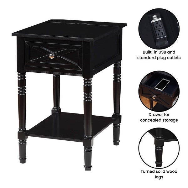 The Gray Barn Cranesbill Country End Table with Charging Station