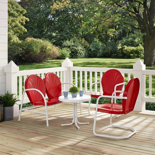 Griffith 4pc Outdoor Conversation Set Bright Red Crosley