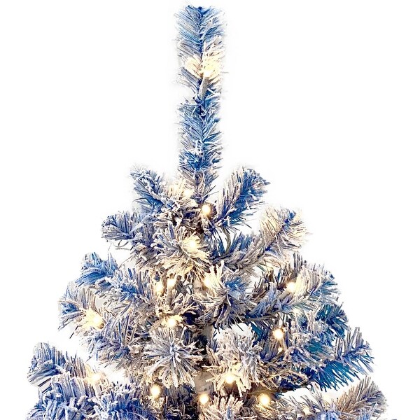 6FT PreLit Hinged Artificial Fir ChristmasTree in Blue