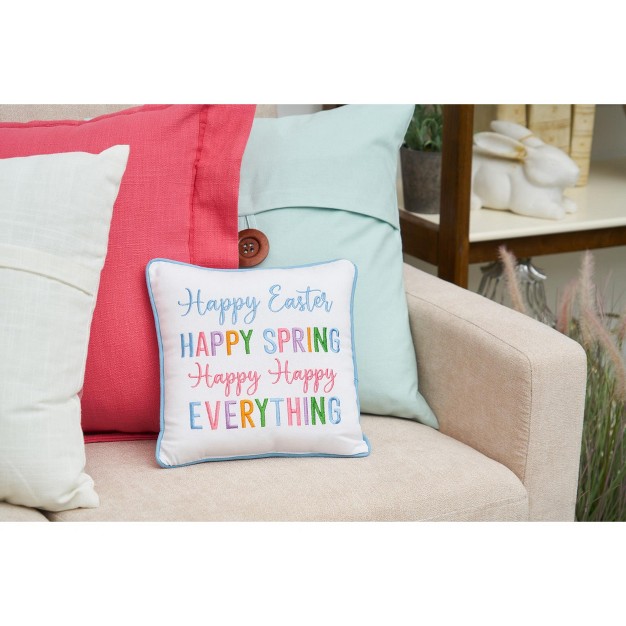 X 10 quot Happy Easter Happy Spring Embroidered Throw Pillow