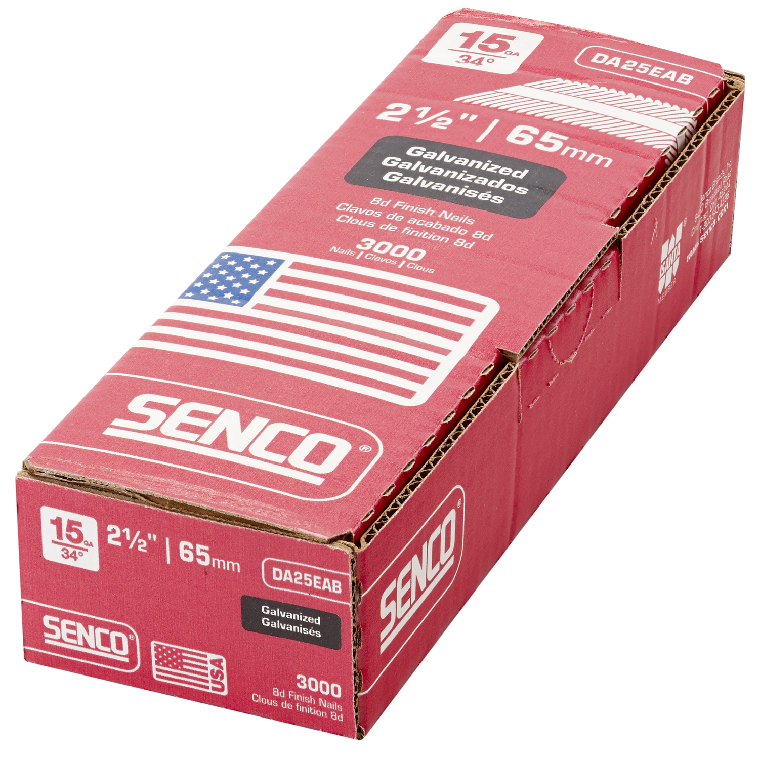 Senco 2-1/2 in. 15 Ga. Angled Strip Galvanized Finish Nails 34 deg 3000 pk