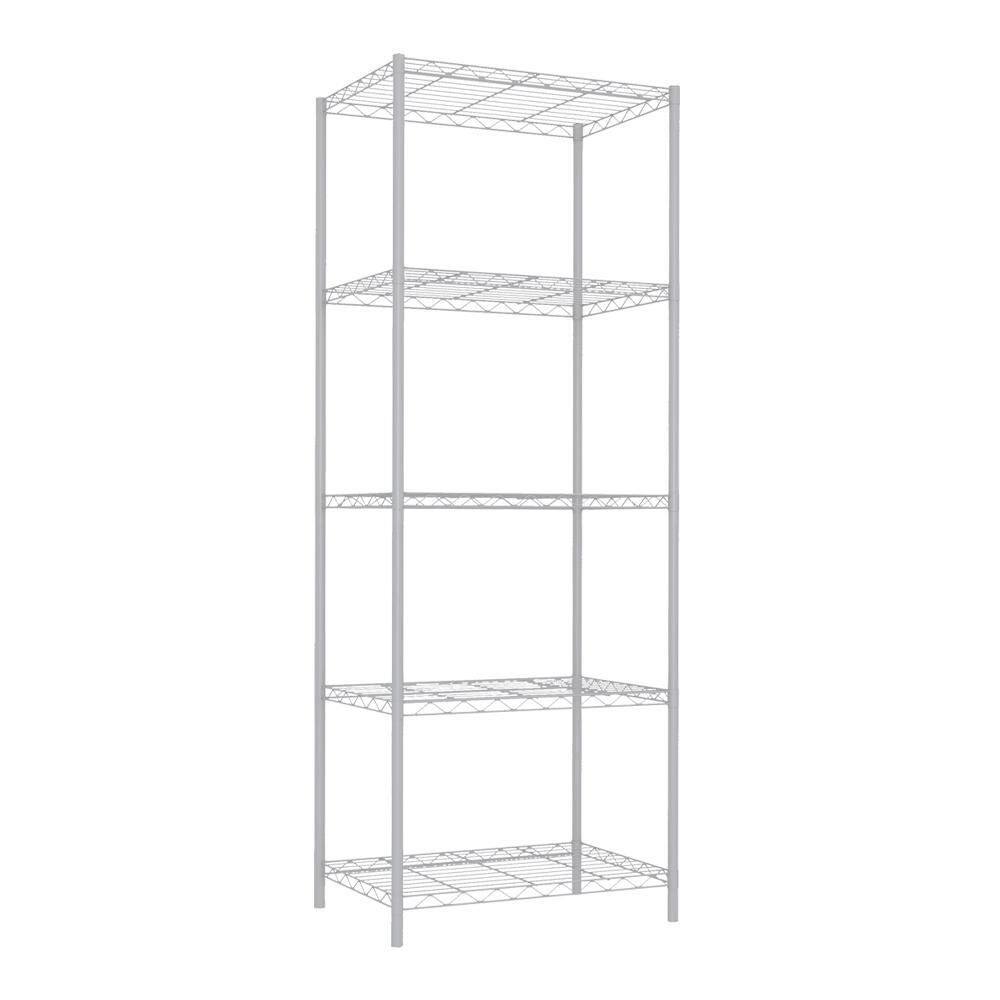 Home Basics Steel 5 Tier Steel Wire Garage Storage Shelving Unit 21 in. W x 13.80 in. D x 61 in. H White HDC59701