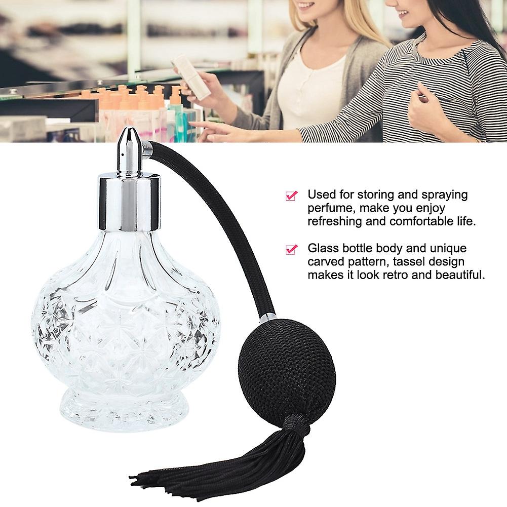 Retro Glass Perfume Bottle Refillable Tassel Empty Spray Bottle Atomizer 80ml