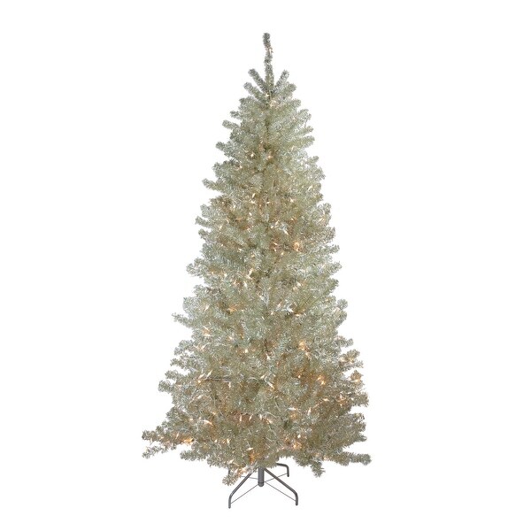 Metallic Platinum Artificial Tinsel Christmas Tree