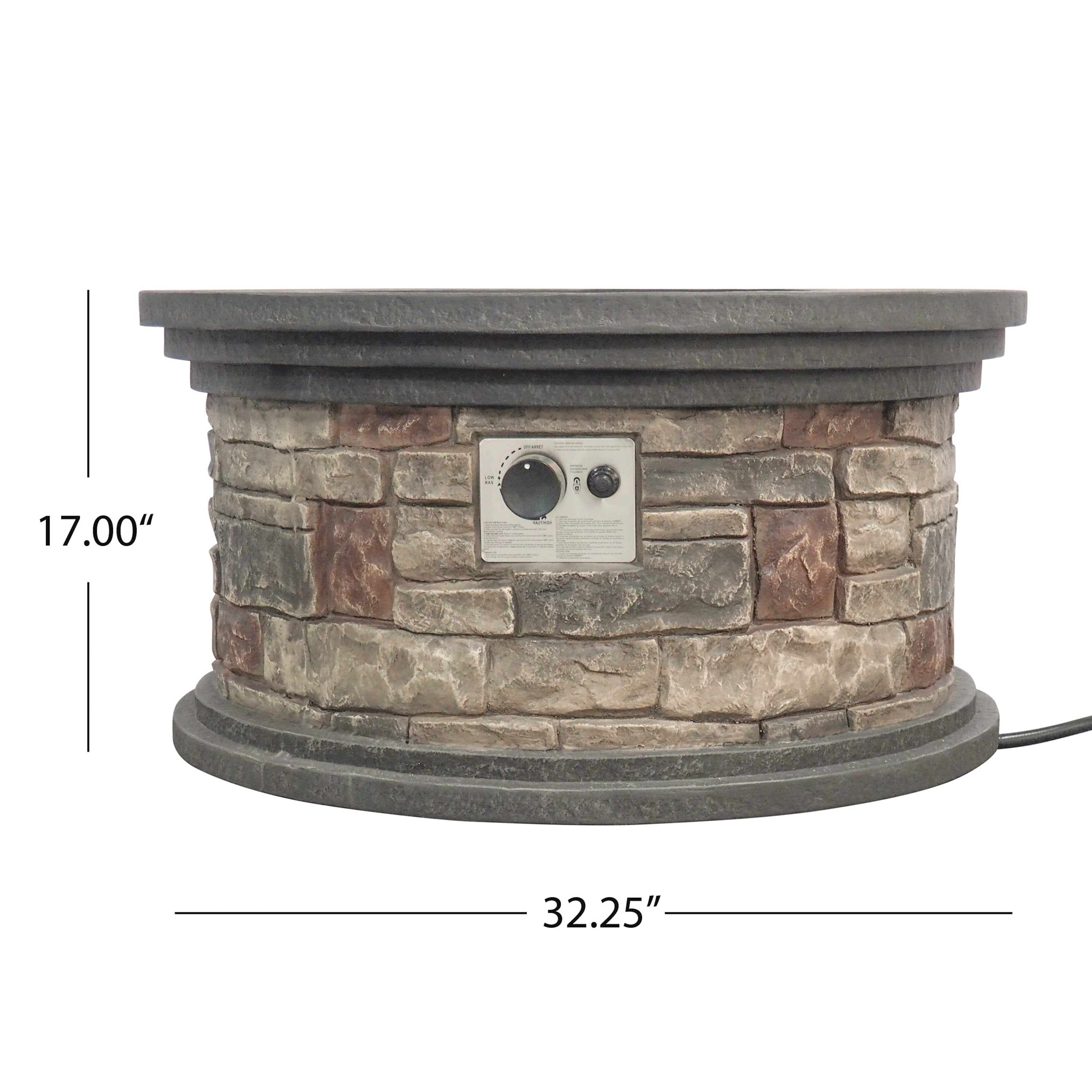 Troy Outdoor 40,000 BTU Lightweight Concrete Circular Fire Pit (No Tank Holder), Stone Finish