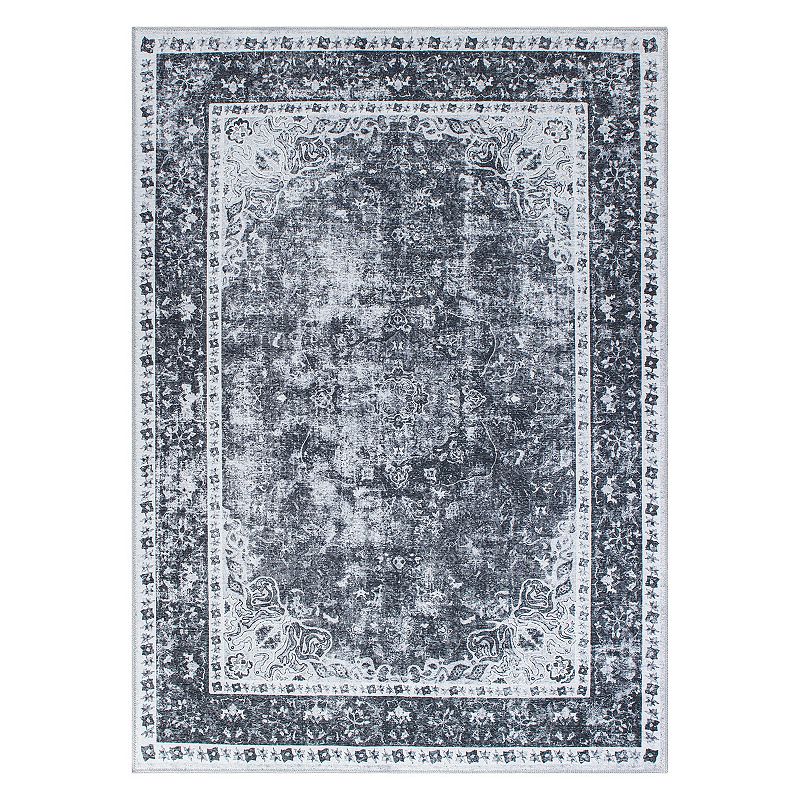 World Rug Gallery Traditional Distressed Medallion Machine Washable Area Rug