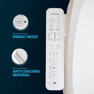 Hulife Electric Bidet Seat for Elongated Toilet with Unlimited Heated Water Heated Seat Dryer Control Panel in White HLB-3000EC