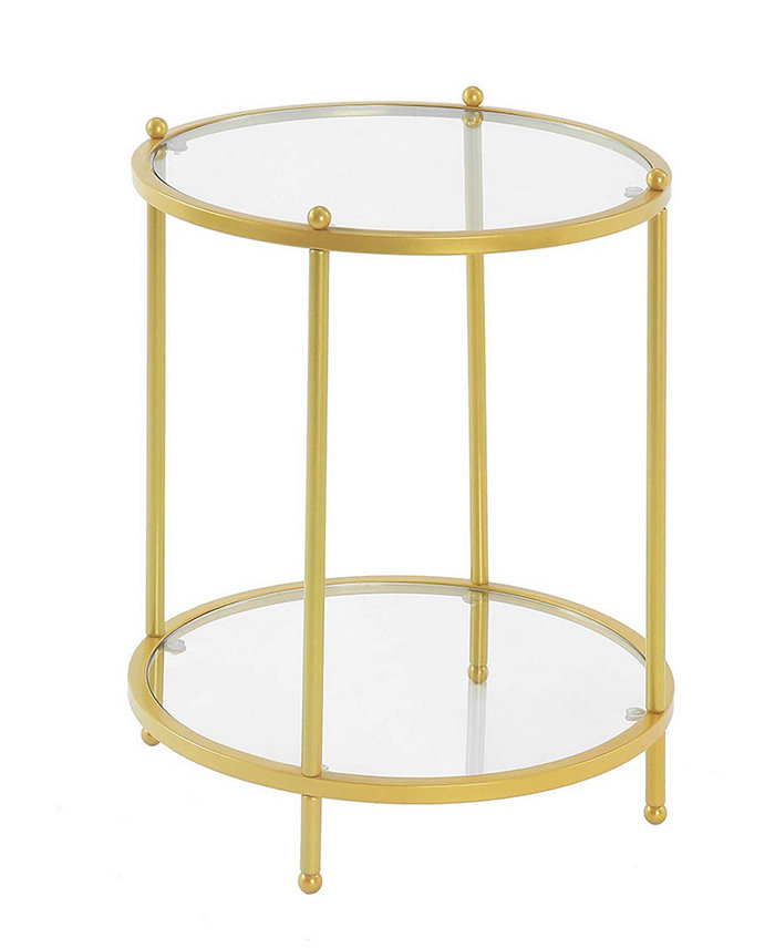 Convenience Concepts Royal Crest 2 Tier Round Glass End Table with Shelf