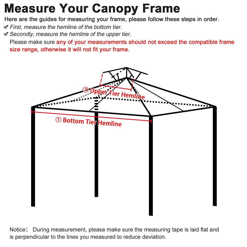 Yescom 2-Tier 8'x8' Replacement Outdoor Gazebo Canopy Top Patio Cover