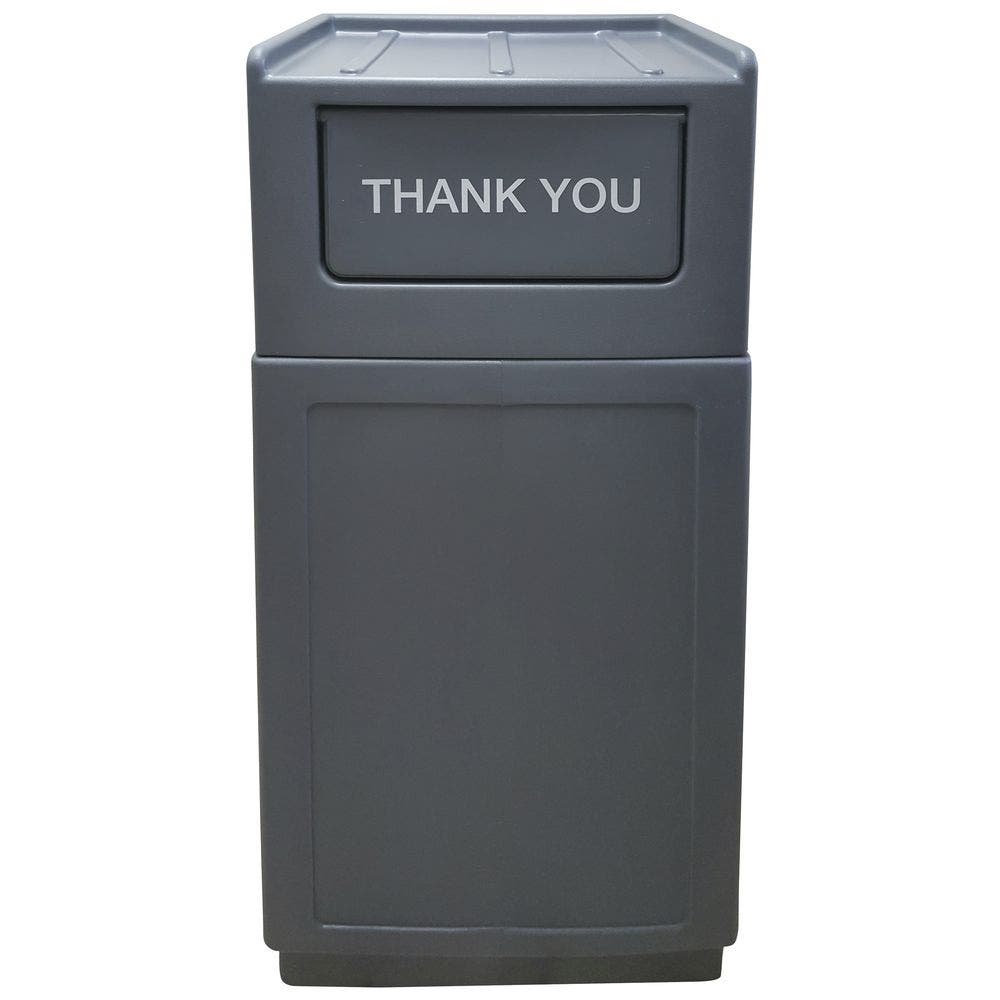 Central Exclusive 39 gal Grey Plastic Trash Receptacle With Tray Top Lid - 21 1/2