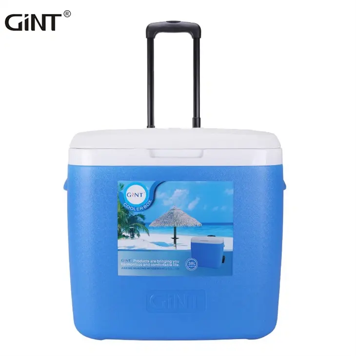 38L Camping Cooler Box Ice Retention Portable Cooler Big Capacity with Built in Bottle Opener Cup Hold