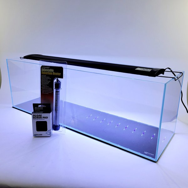 Lifegard Aquatics Long Ultra Clear Low Iron Bookshelf Fish Aquarium Kit