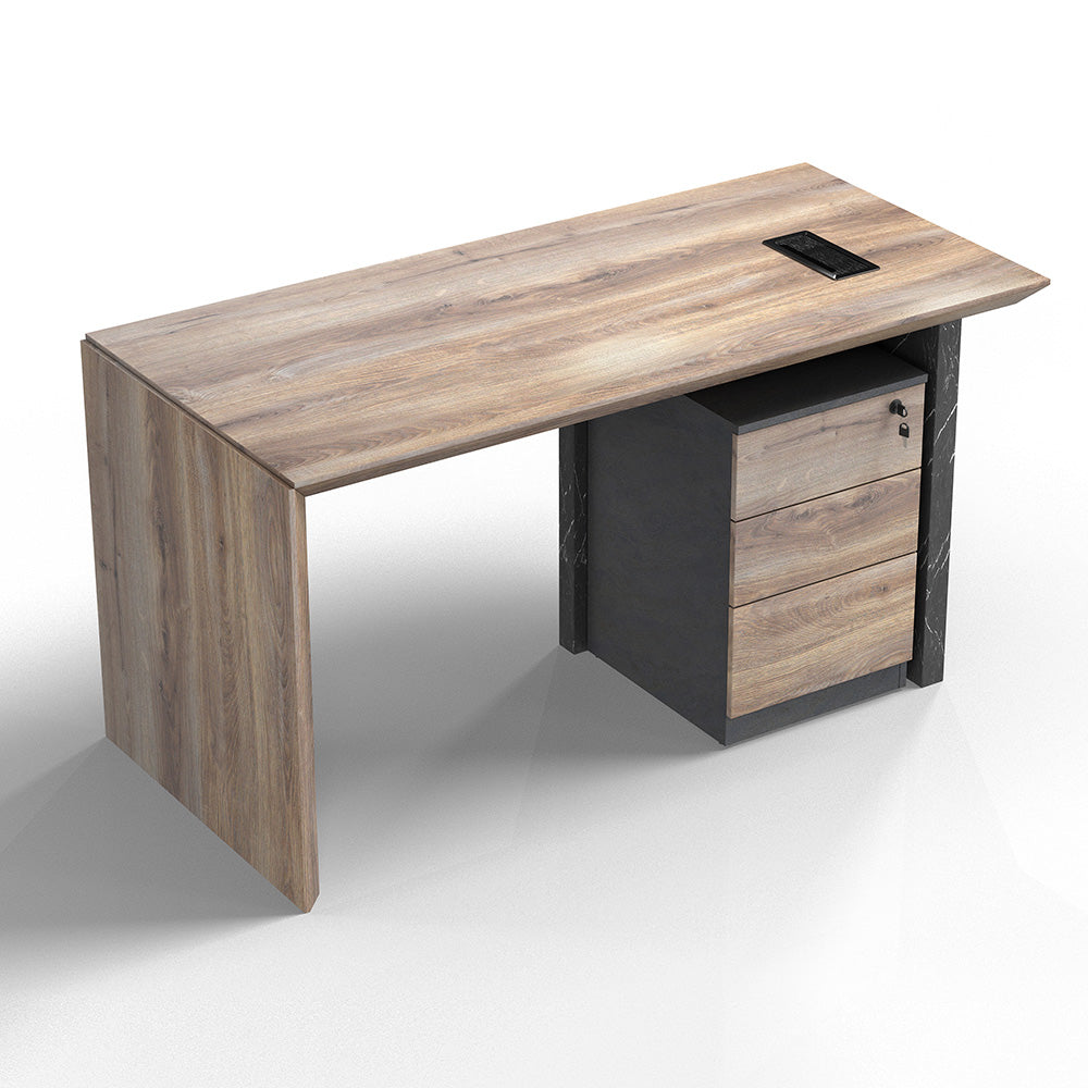 LOGAN Executive Desk Reversible 150cm - Warm Oak & Black