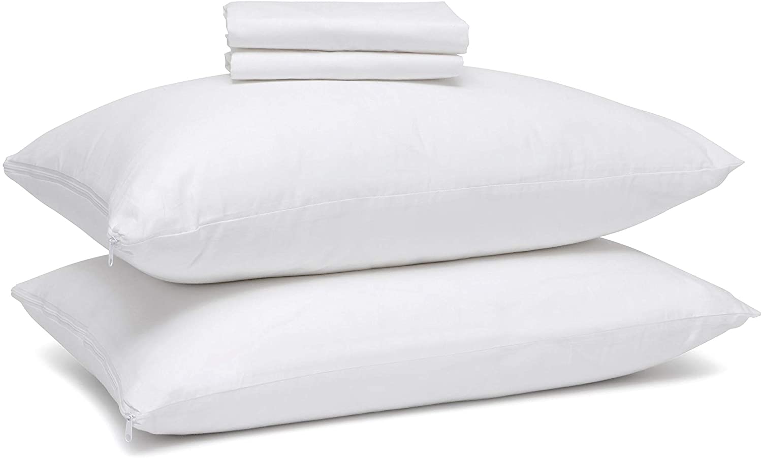 Micropuff Zippered Pillow Protectors - Soft Brushed Microfiber Pillow Covers - Queen 20x30 - 2 Pack